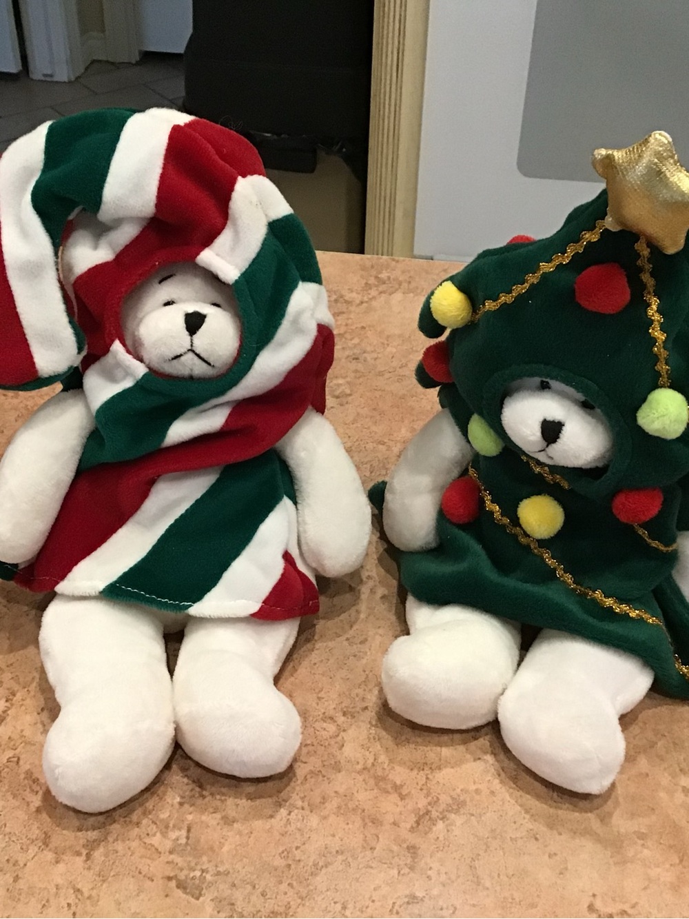Holiday Plush Bear Toy - White Bear in Red, Green and White Outfit